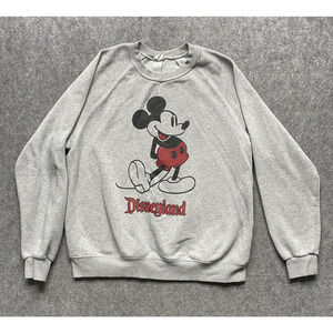 Disneyland Mickey Mouse Sweatshirt Womens Large Gray Crewneck Pullover Disney
